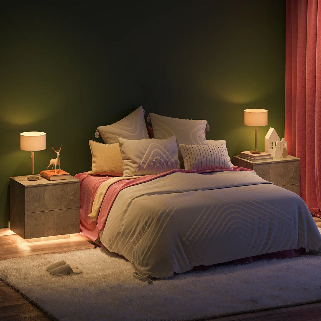 LED Nightstands Set of 2 with 2 Drawers X390