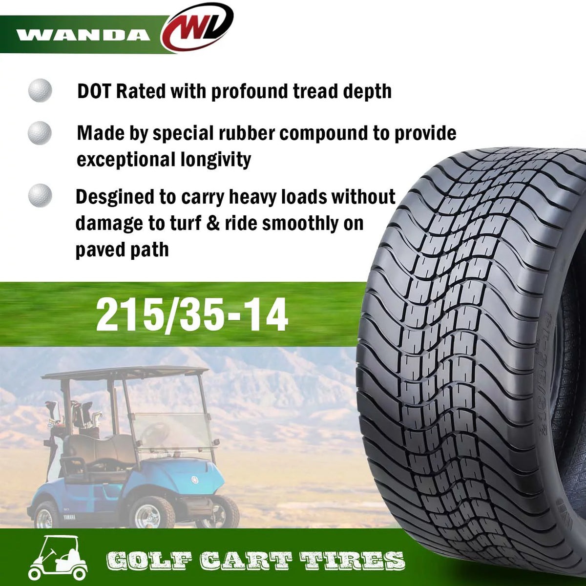 215/35-14 4 Ply Golf Cart ATV Tires Z114