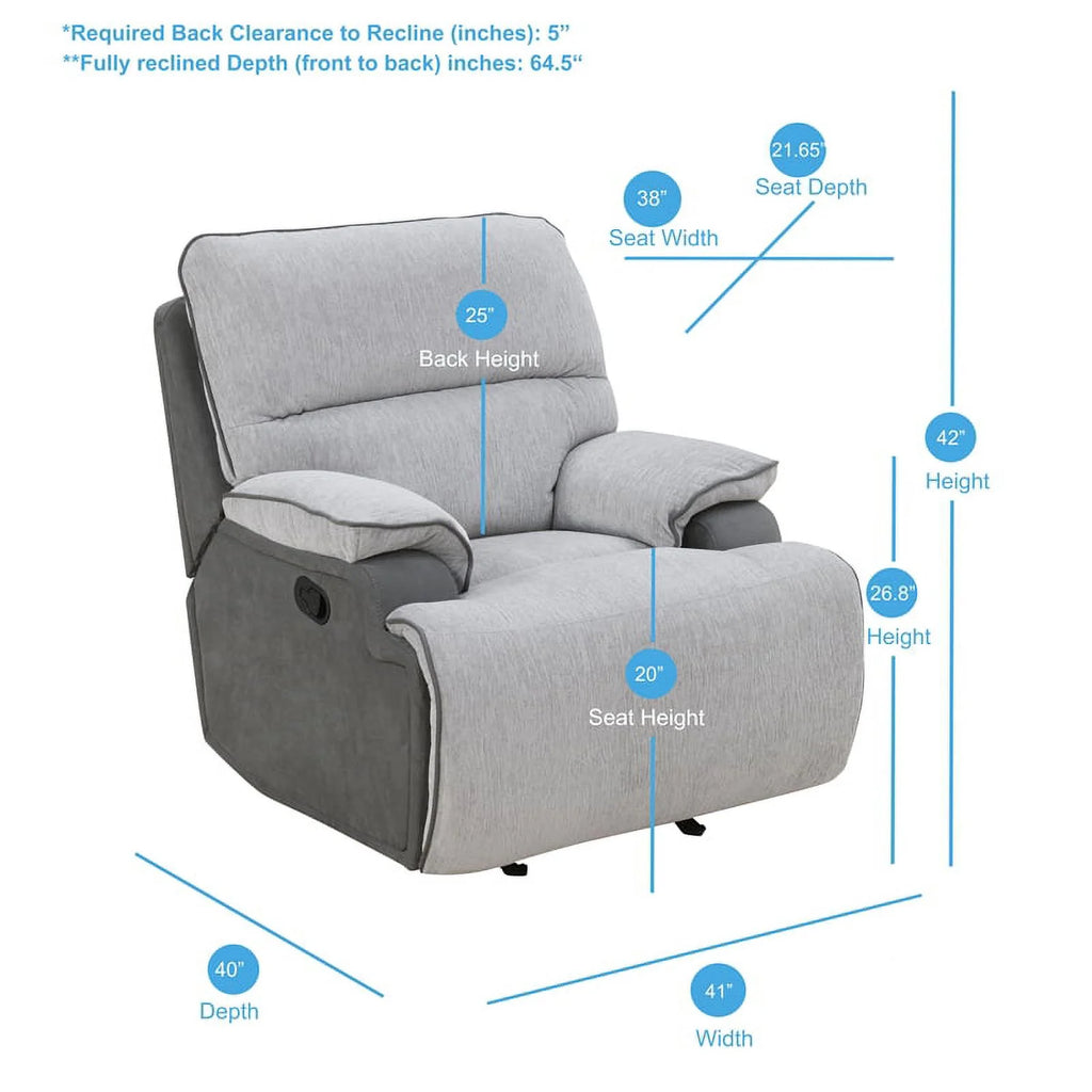 Light Gray Fabric Recliner Chair T8962