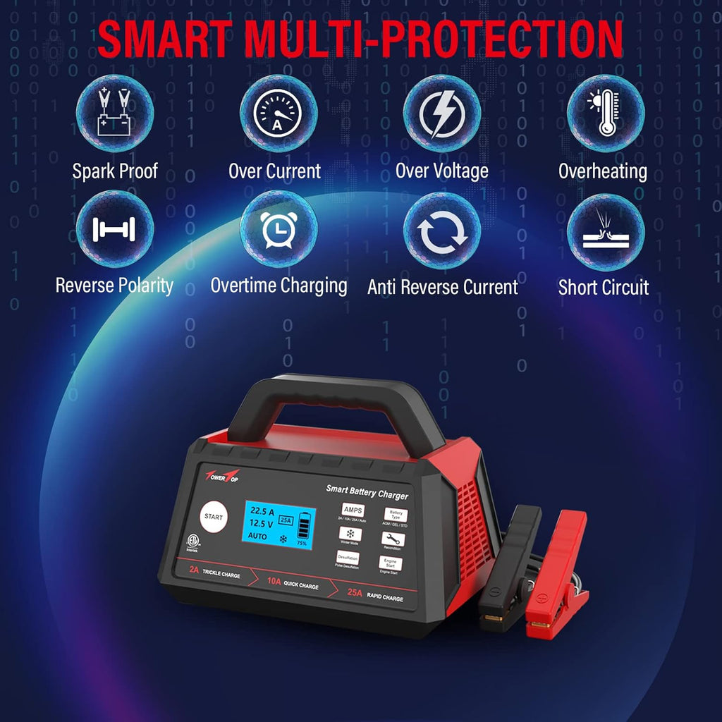 2/10/25Amp 12V Smart Battery Charger with Engine Start X9214