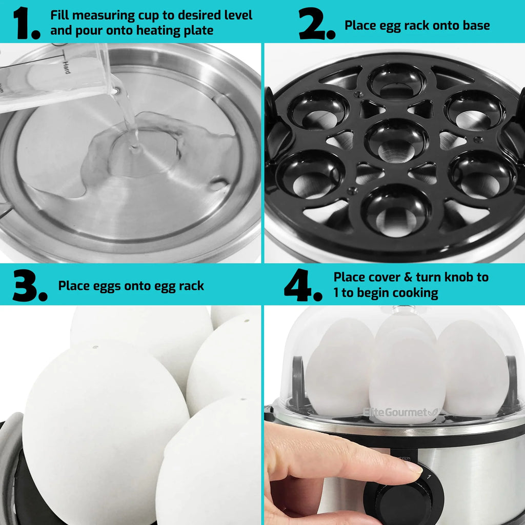 Electric Egg Cooker with Auto Shut-Off, 7 Egg X52786