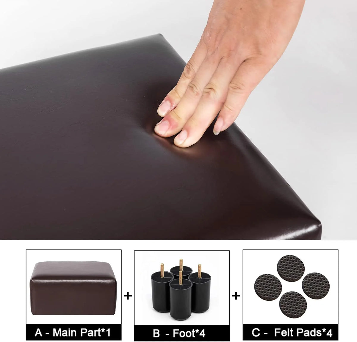 Brown Square PU Leather Ottoman L74115