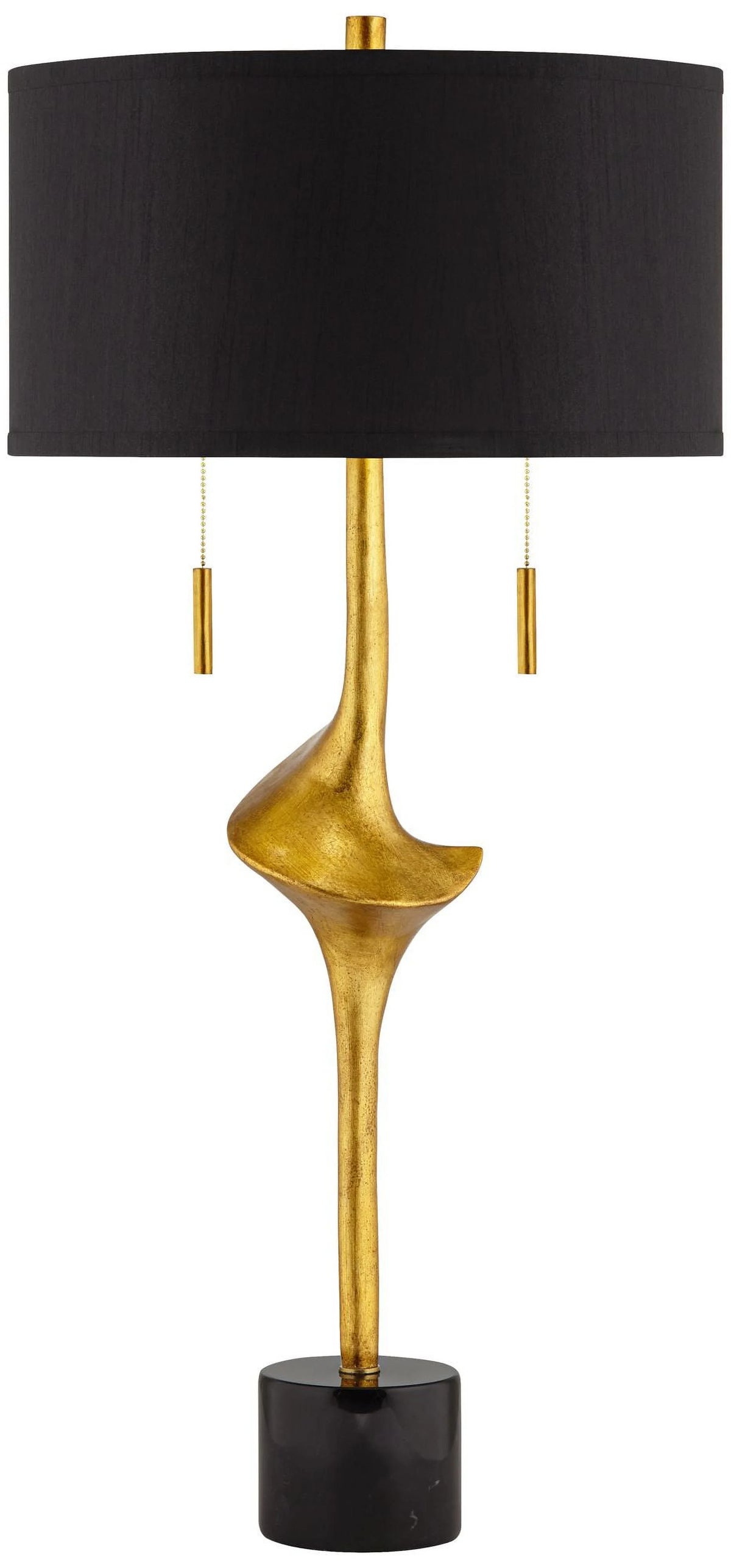 Gold Leaf Table Lamp with Black Drum Shade U899264