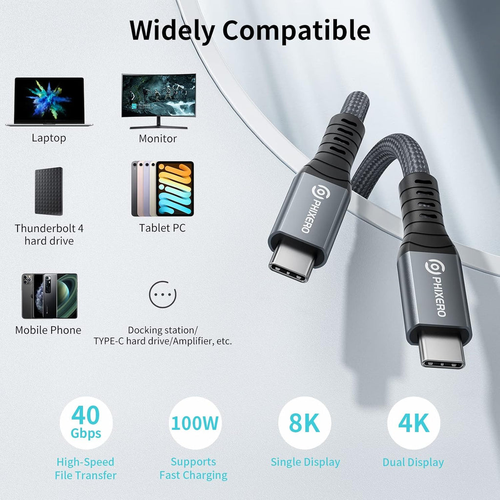 Thunderbolt 4 Full-Featured Cable, 2 Meter (6.6 ft), 40Gbps, 100W, 8K@60Hz, Pack of 2 K785606