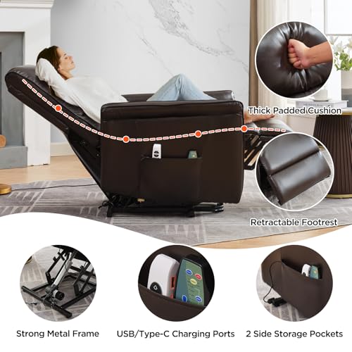 Beige Power Lift Recliner with Vibration and Lumbar Heat Y498320