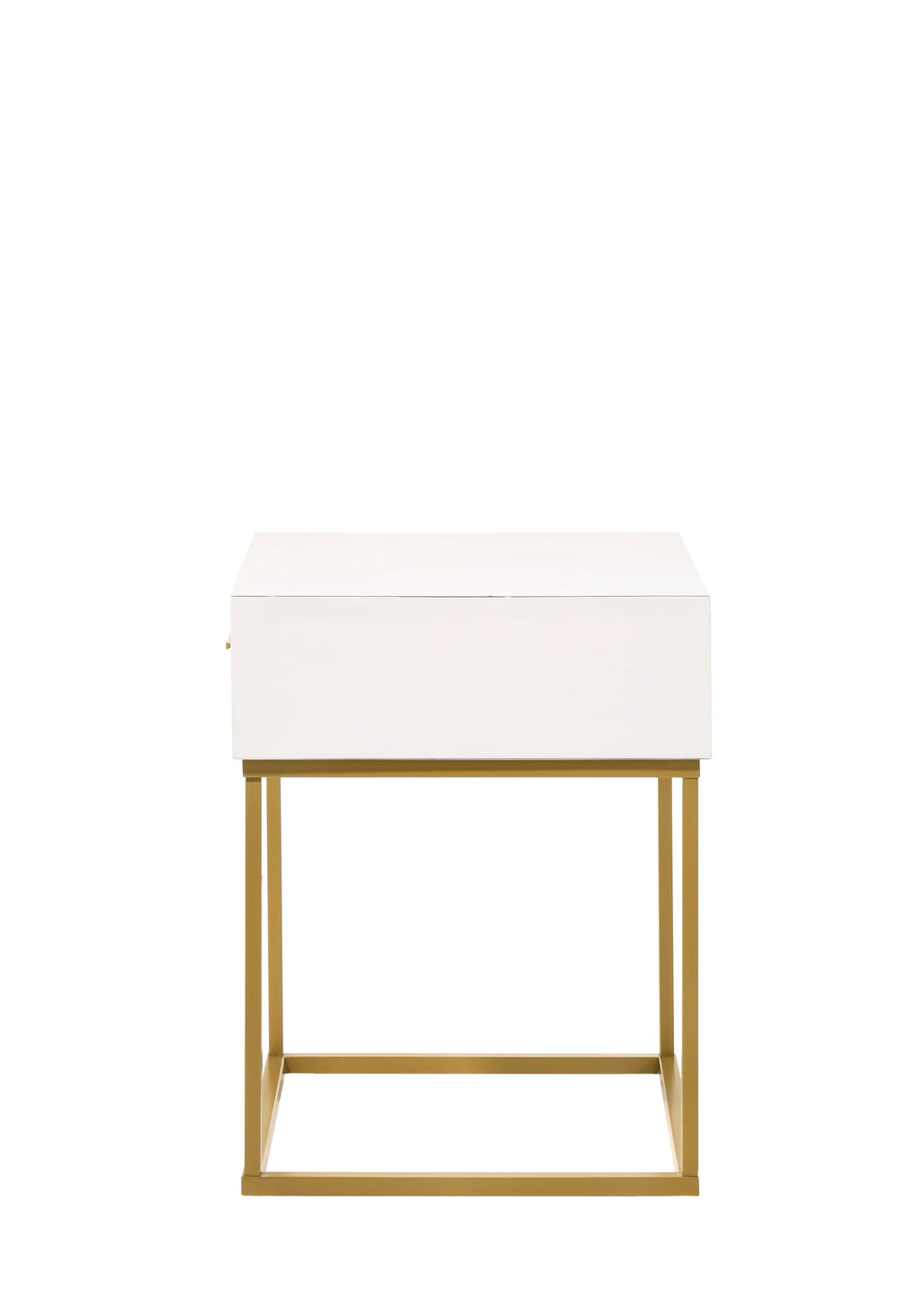 White 1-Drawer Nightstand with Gold Metal Legs K4019