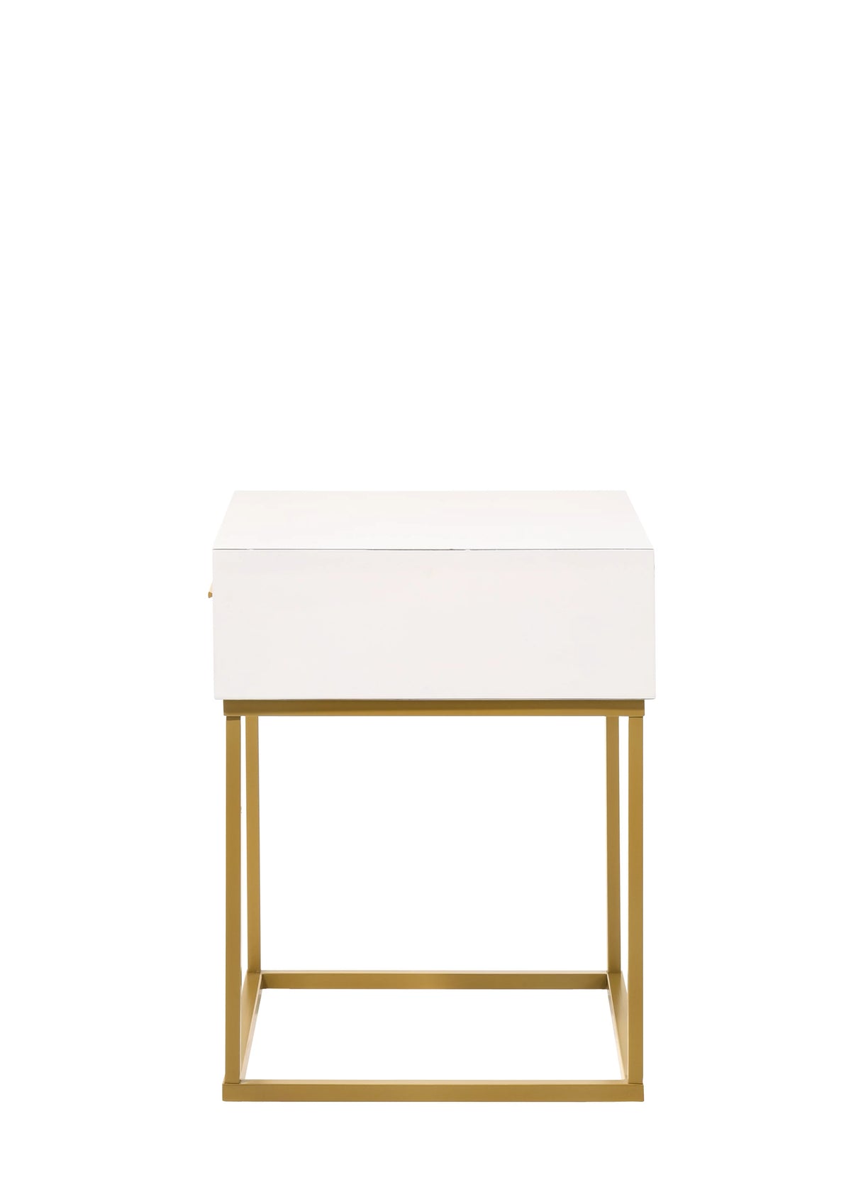 White 1-Drawer Nightstand with Gold Metal Legs K4019