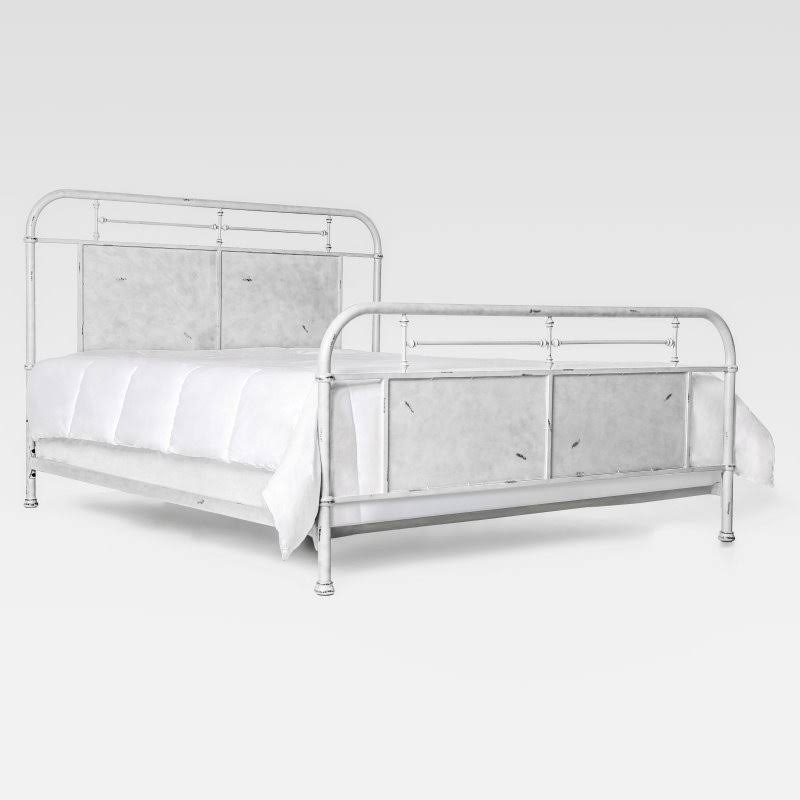 Distressed White Twin Metal Bed A9085