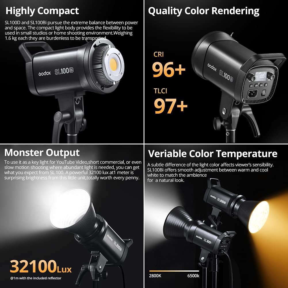 100W 5600K White LED Video Light with Bowens Mount H809327