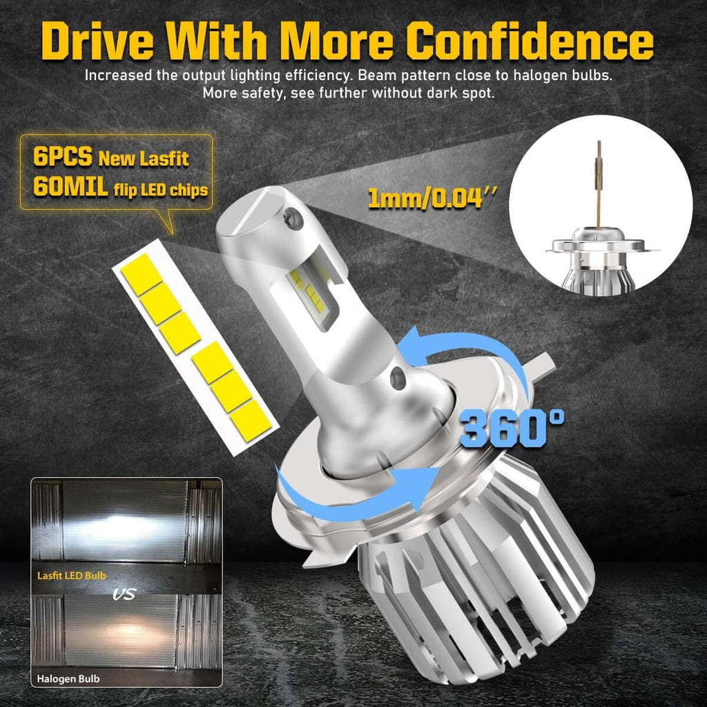 H4 9003 HB2 LED Bulbs 6000K Cool White Pack of 2 P81503