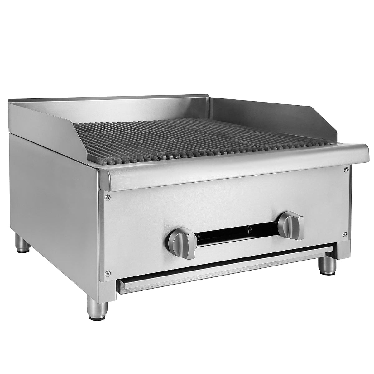 24" Commercial Gas Charbroiler, 2 Burners, Stainless Steel Countertop L123308