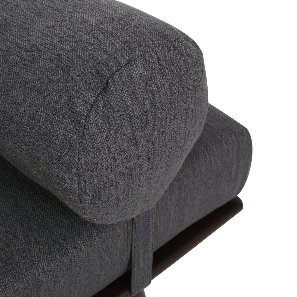 Charcoal Fabric Tufted Chaise Lounge with Bolster Pillow A62278