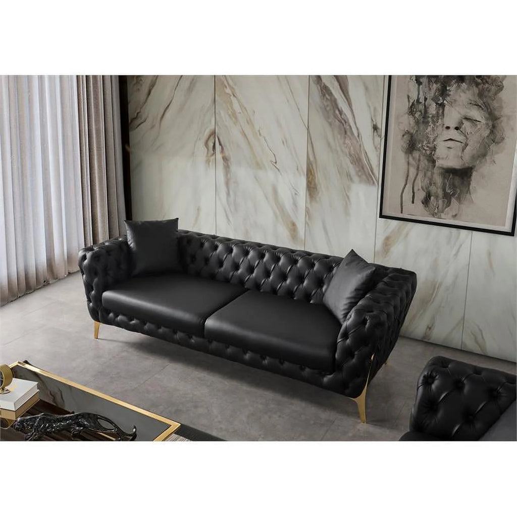 Black Vegan Leather Loveseat T44174