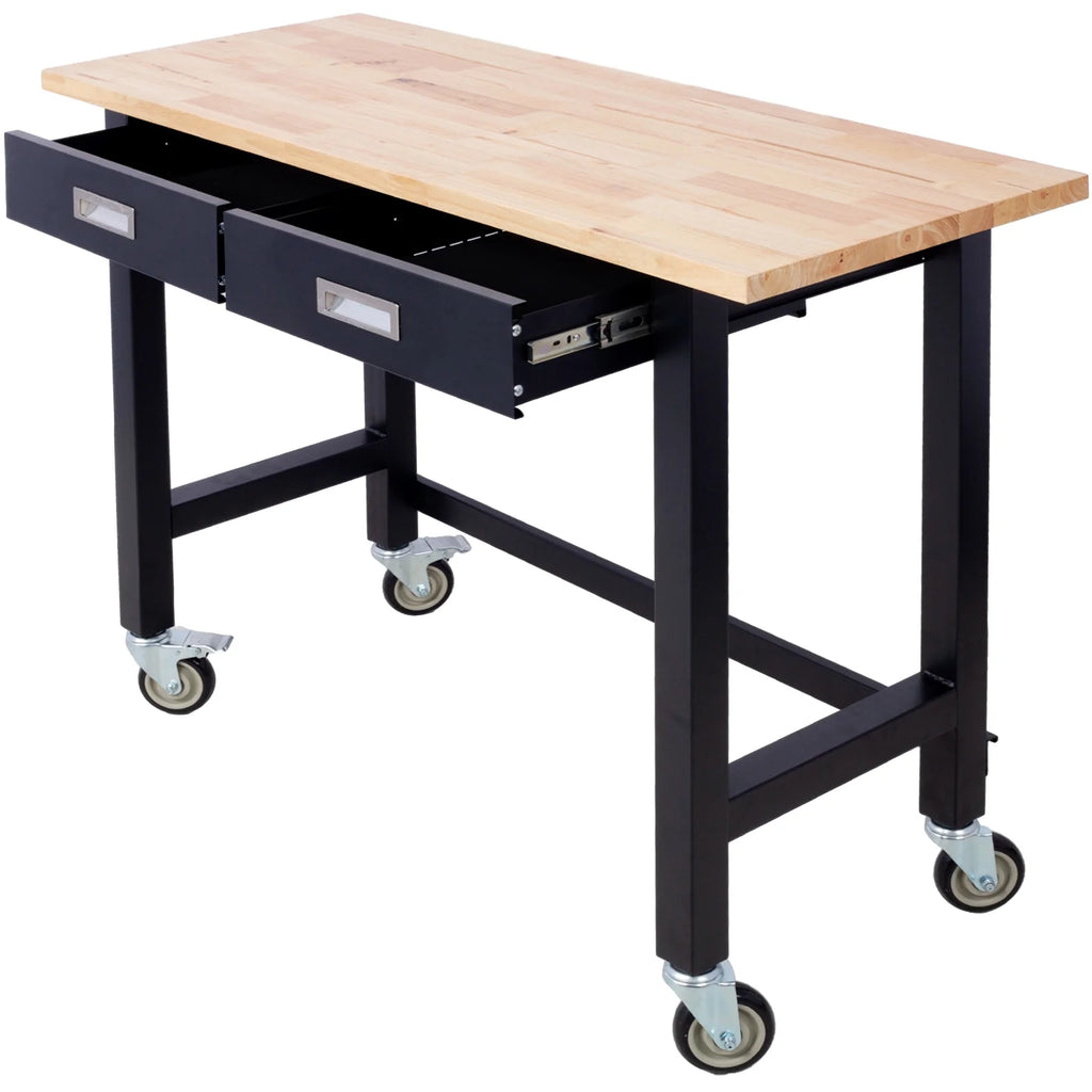 48in Adjustable Bamboo Wood Workbench with Drawer Storage A753279