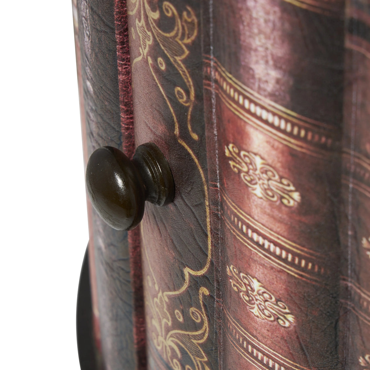 Red Wood Cabinet with Faux Leather Accents T418