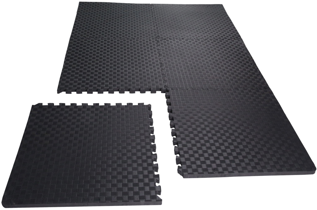 1 In. Thick EVA Foam Interlocking Exercise Mat, 18 Piece Black S7083