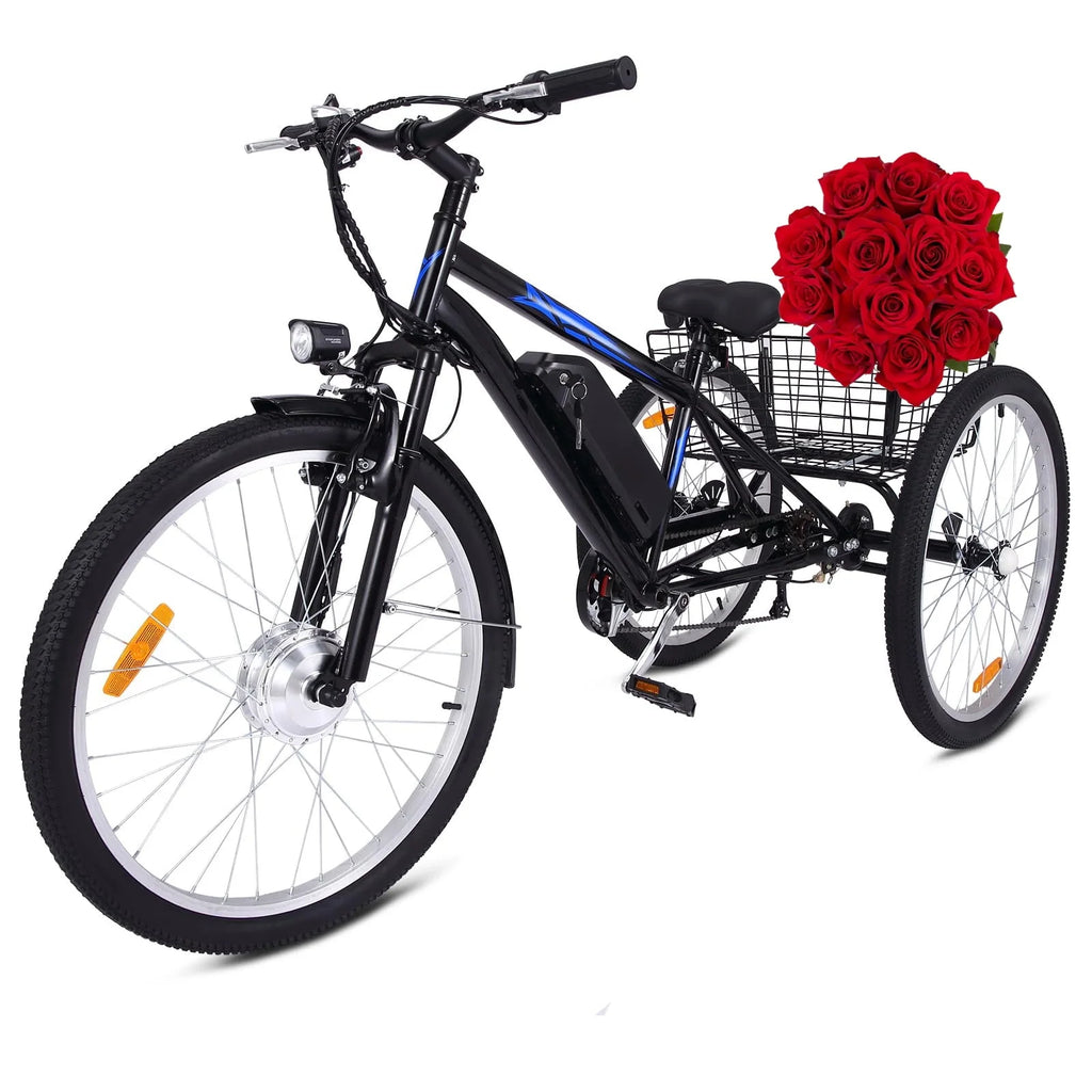 Electric Tricycle 24 7 Speeds 3 Wheels Blue A61291