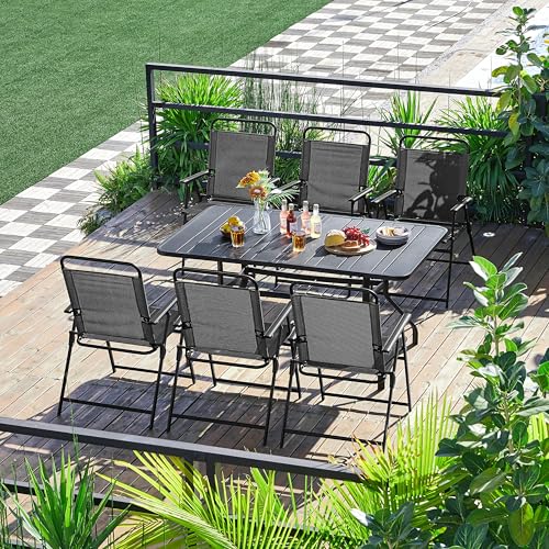 Black Set of 4 Folding Outdoor Chairs with Metal Frame and Armrests T414465