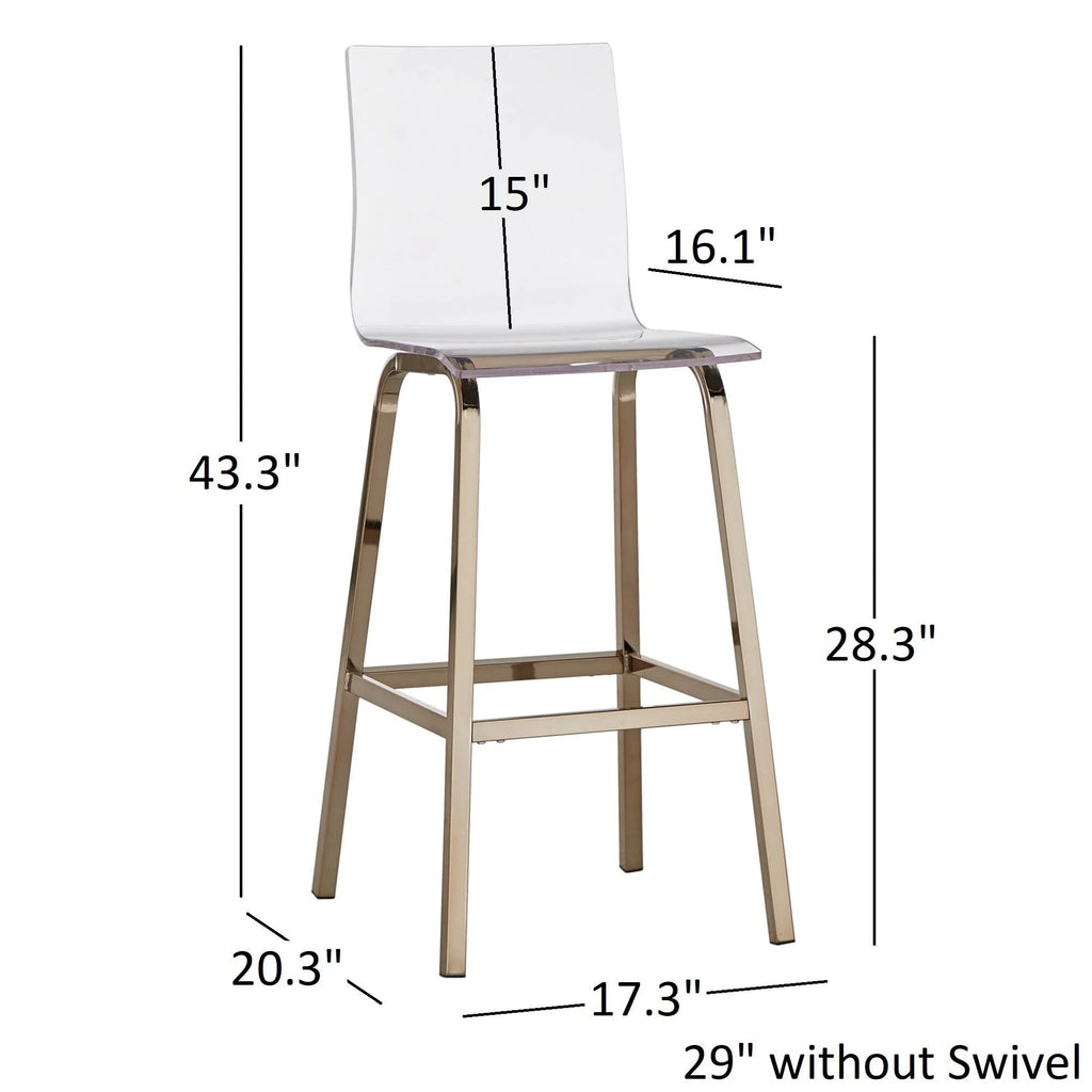 Champagne Gold Acrylic Swivel Bar Stools, Set 2 J1145