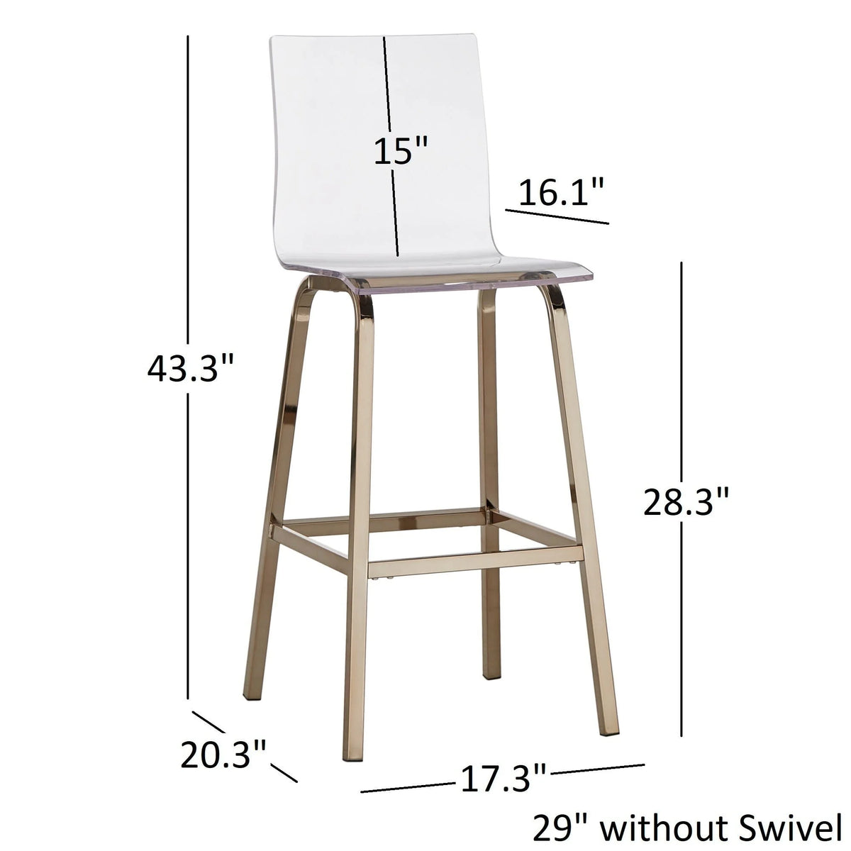 Champagne Gold Acrylic Swivel Bar Stools, Set 2 J1145
