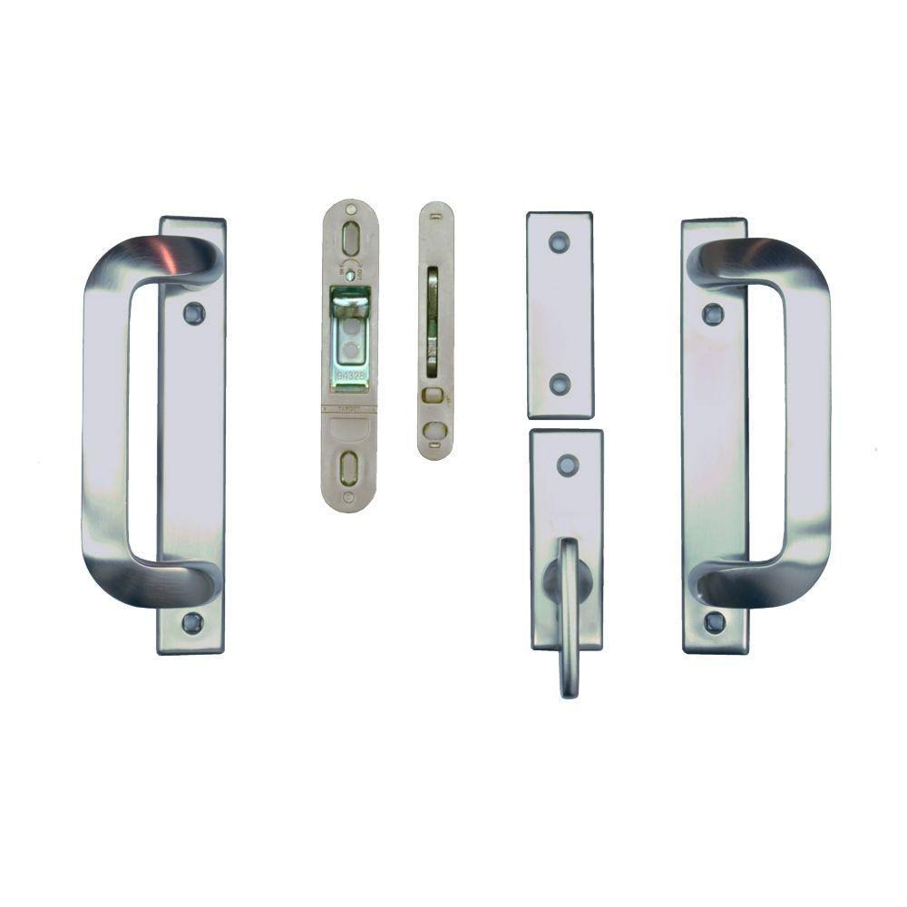 2-Panel Gliding Patio Door Hardware Set in Satin Nickel C50959