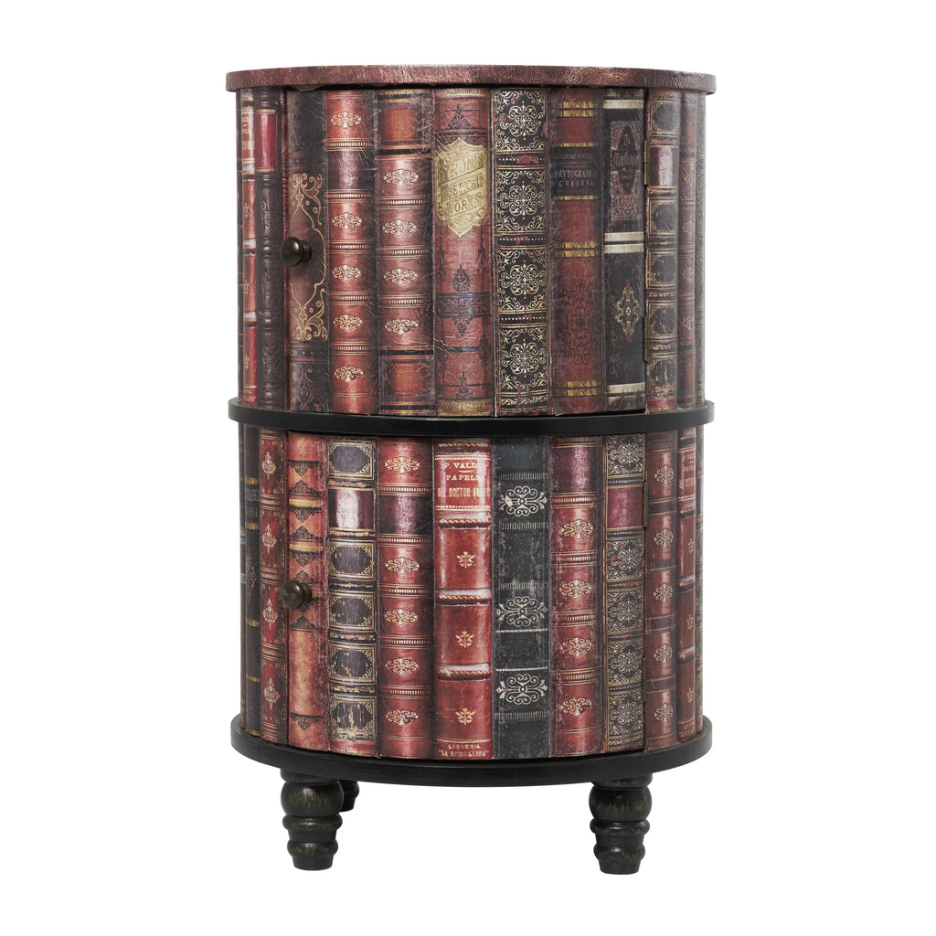Red Wood Cabinet with Faux Leather Accents T418