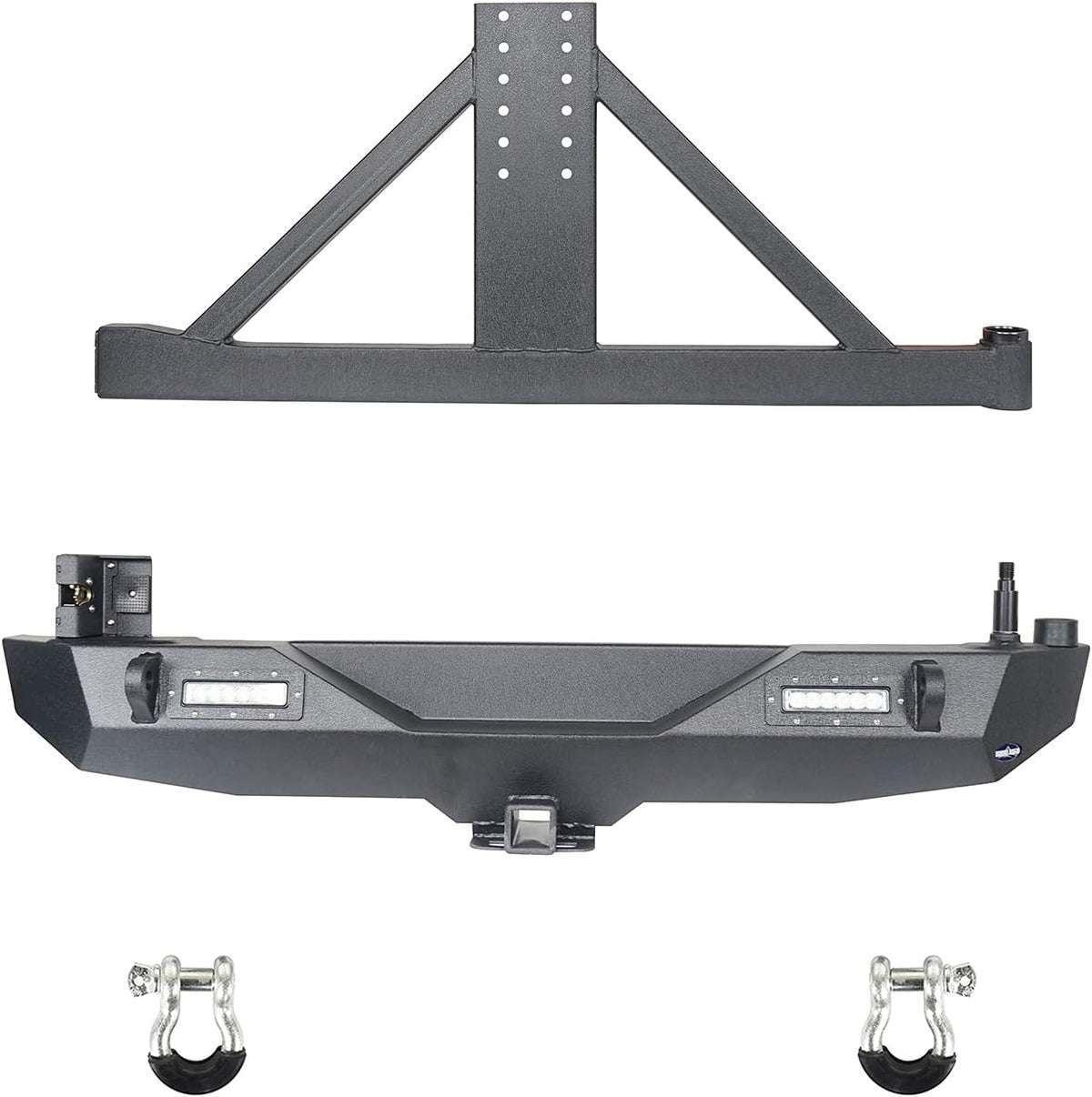 Solid Steel Rear Bumper with Spare Tire Carrier & LED Floodlights S715