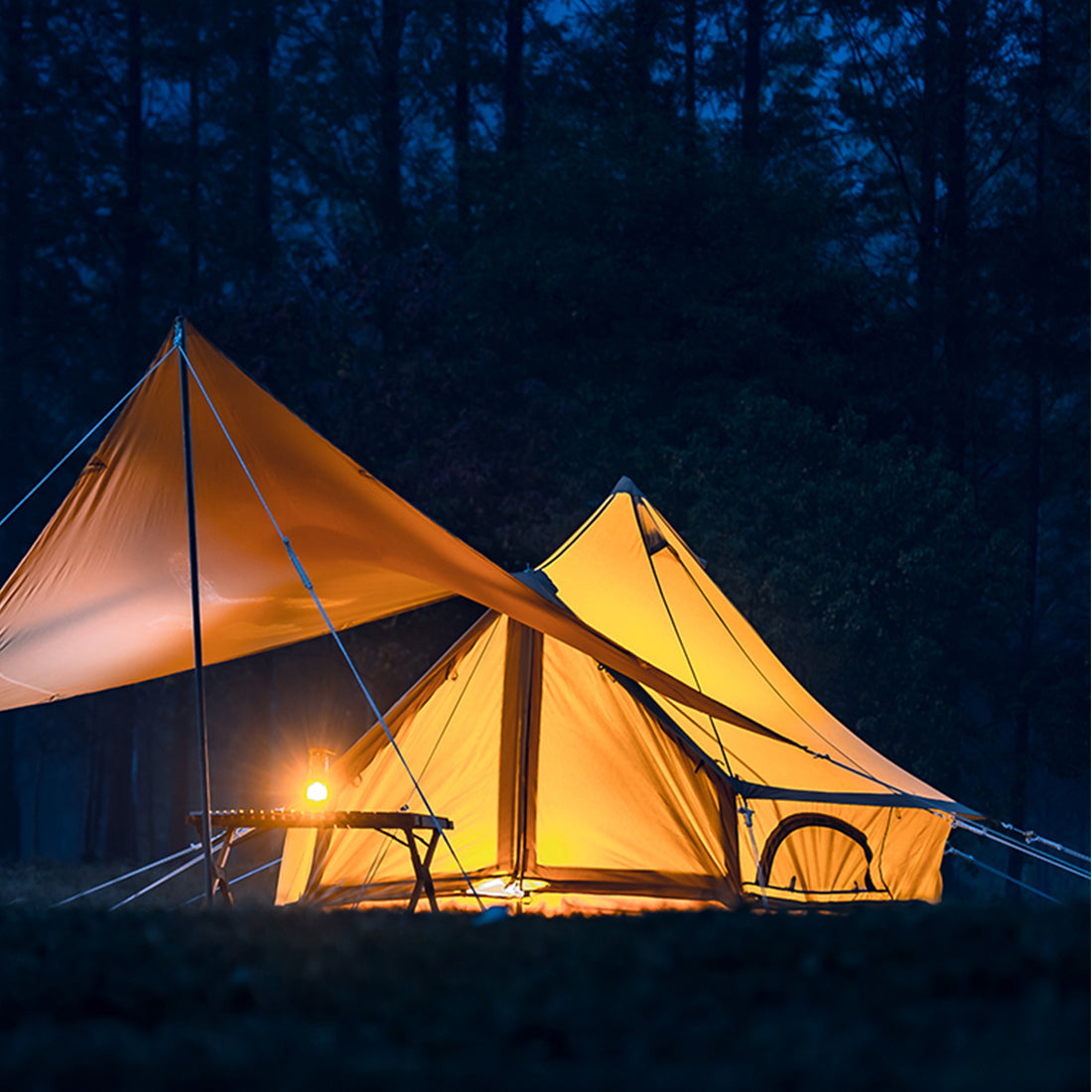 19.69ft Camping Bell Tent with Front Awning T83462