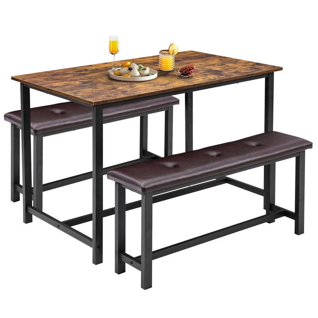 3 Piece Dining Table Set with Upholstered Benches S3925
