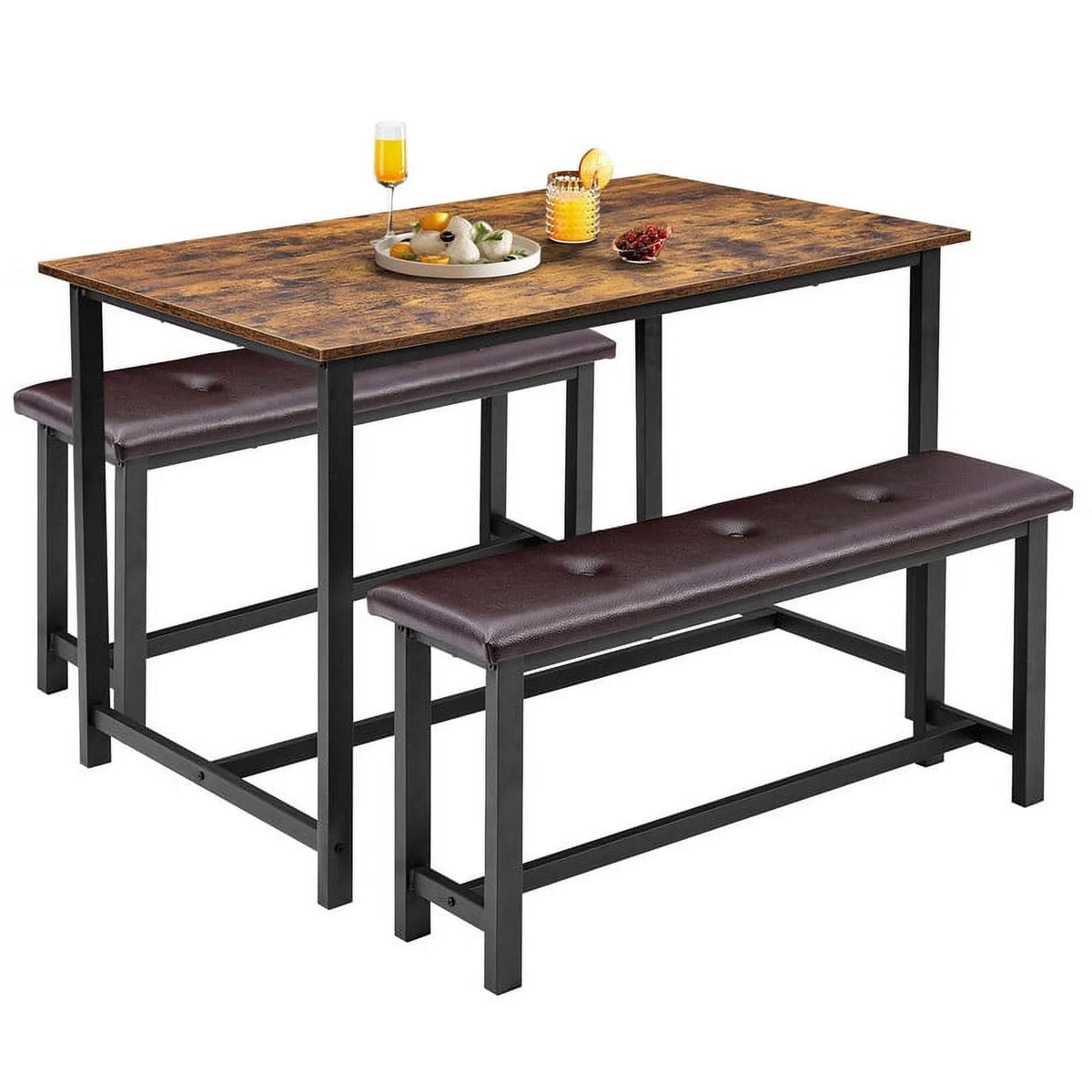 3 Piece Dining Table Set with Upholstered Benches S3925