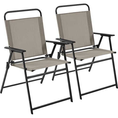 Black Set of 4 Folding Outdoor Chairs with Metal Frame and Armrests T414465