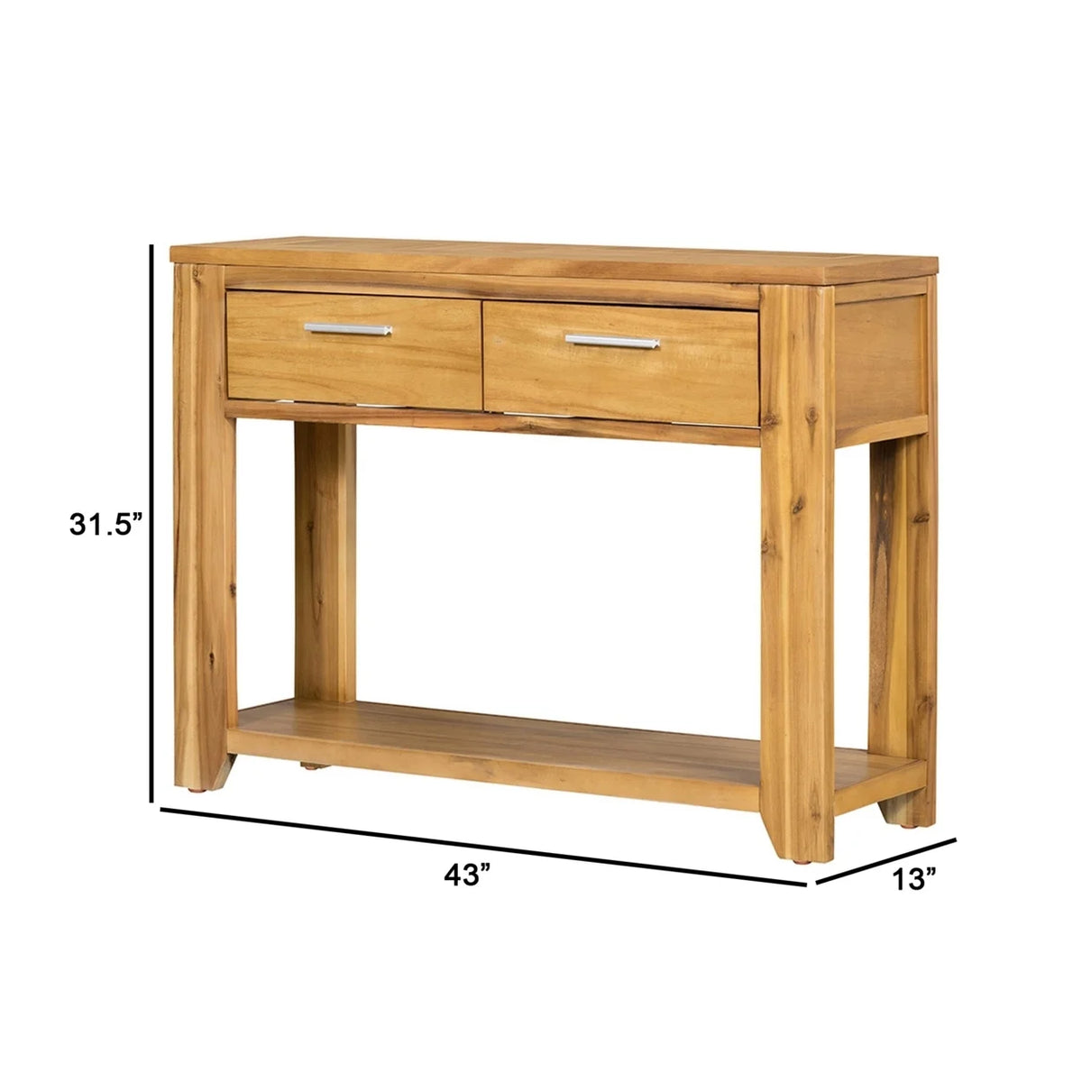 Walnut Brown Finish Acacia Wood Console Table with 2 Drawers W10918