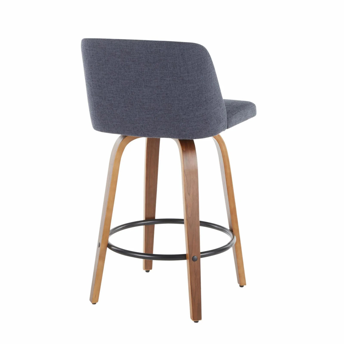 Walnut and Blue Fabric Counter Stool Set of 2 T556286