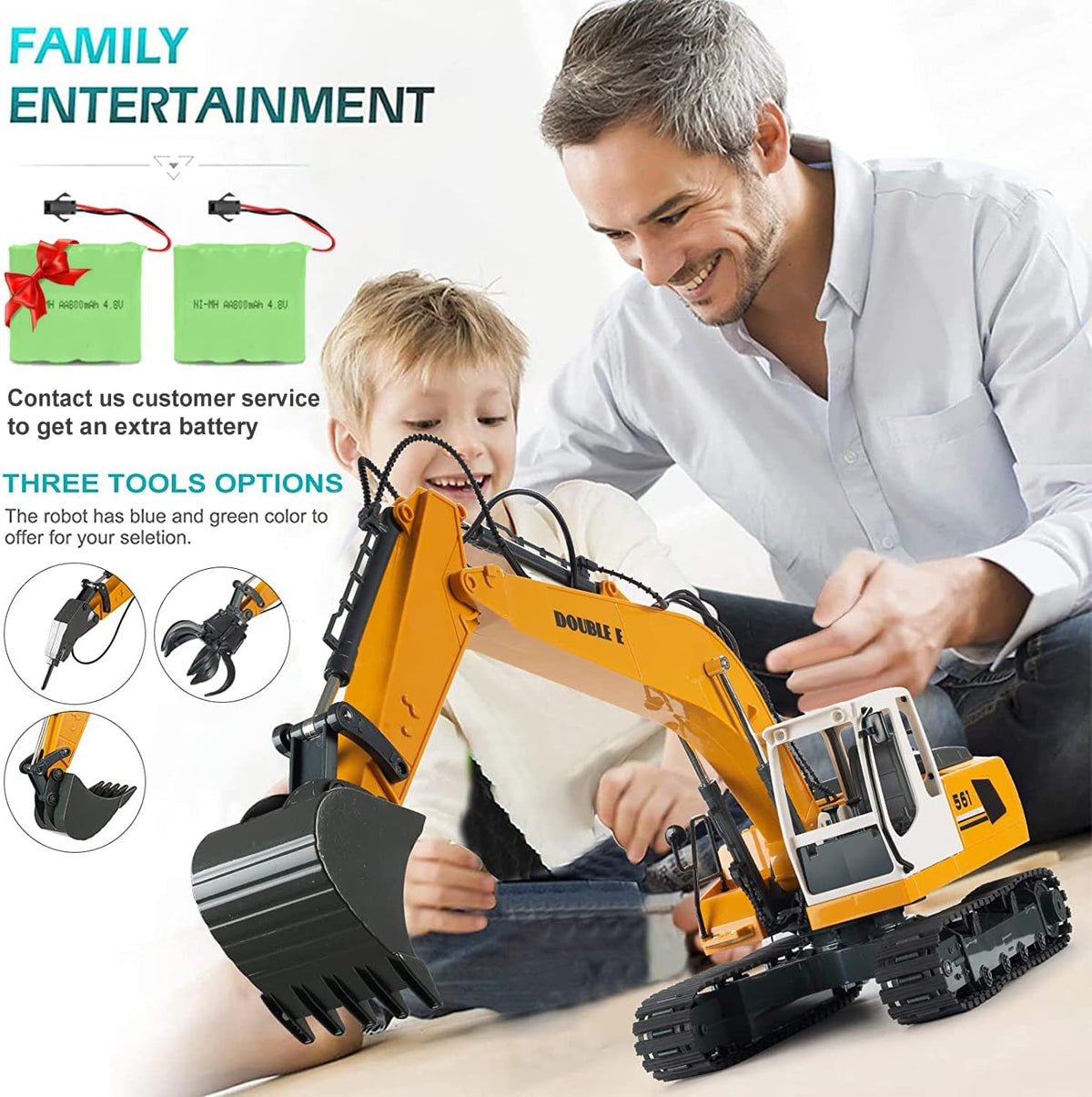17 Channel RC Excavator Toy with Working Lights Pack of 2 Z831376