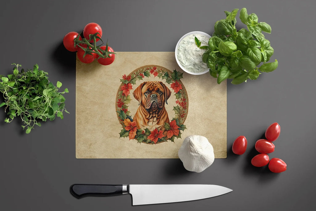 Christmas Flowers Glass Cutting Board 12 in x 15 in S9640