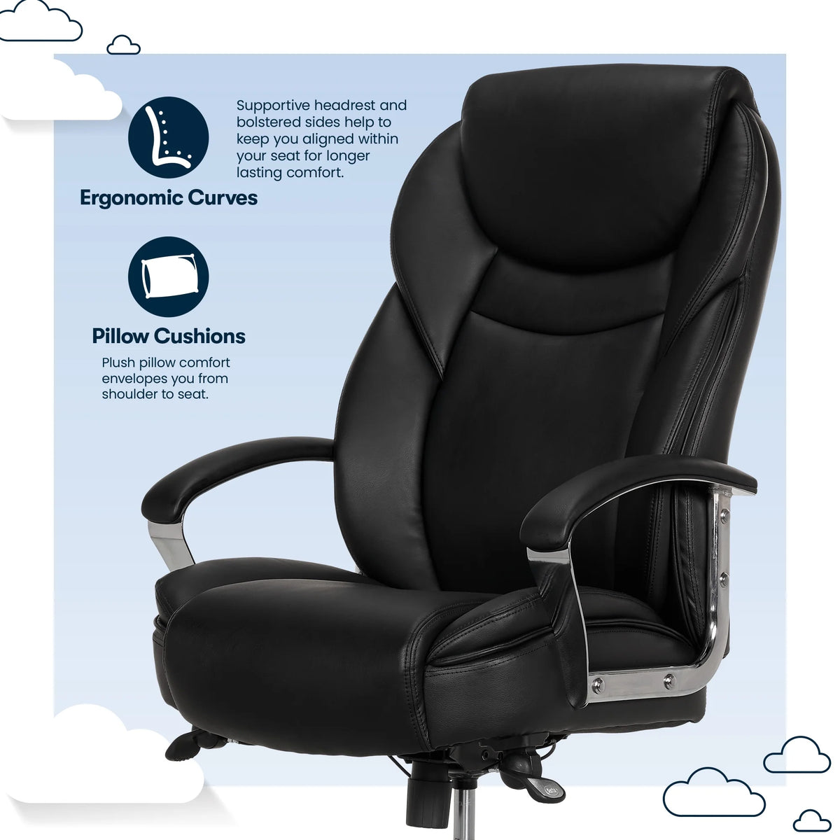 Black Bonded Leather Big & Tall Office Chair D26241