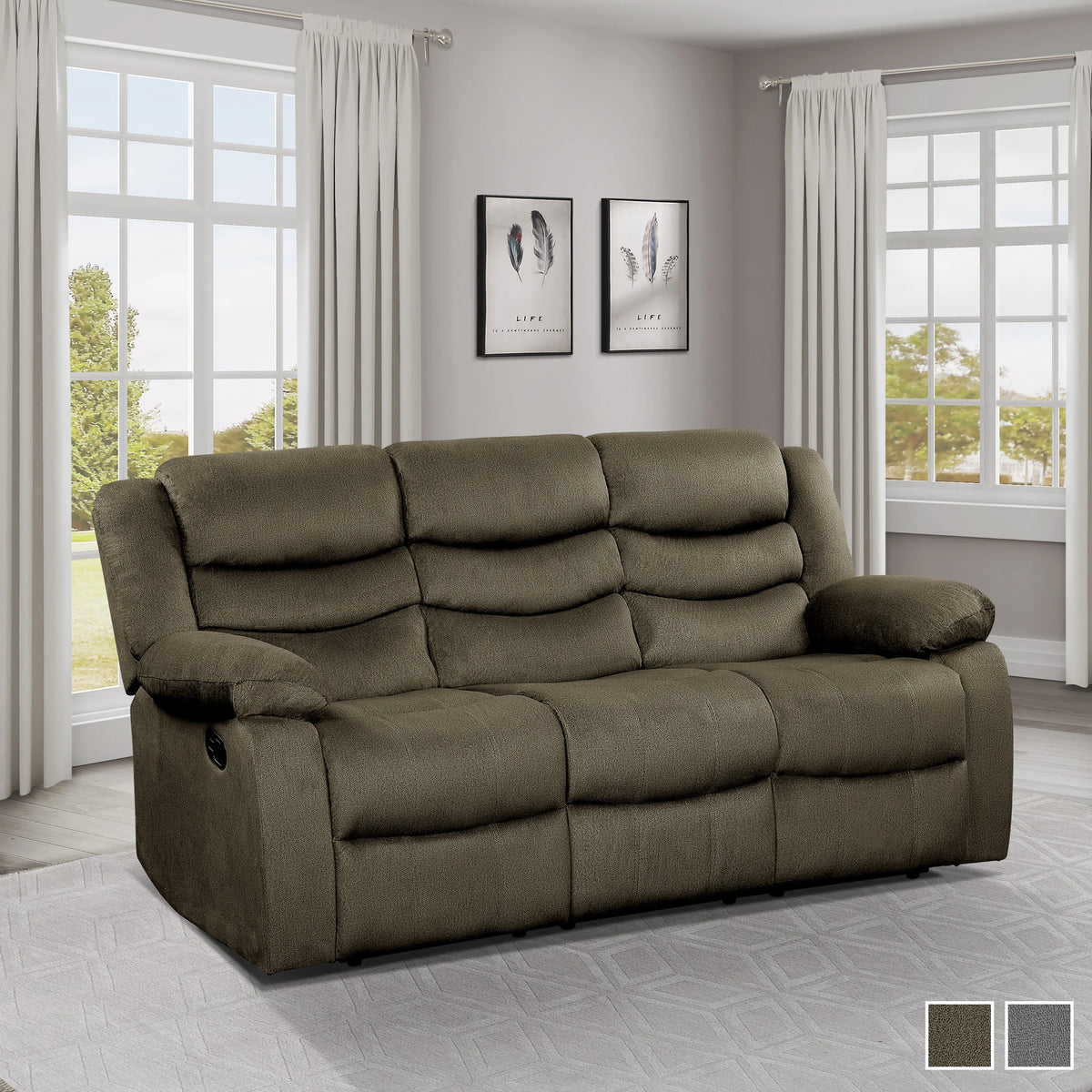 Brown Double Reclining Sofa P594