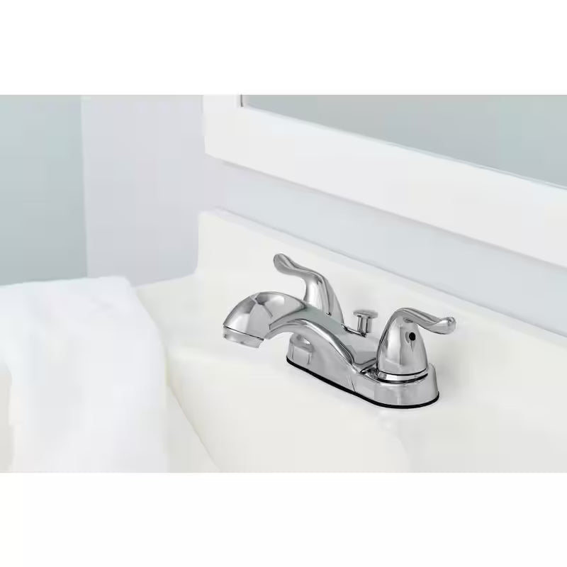 4 in. Centerset Double-Handle Low-Arc Bathroom Faucet Polished Chrome 2-Pack V216
