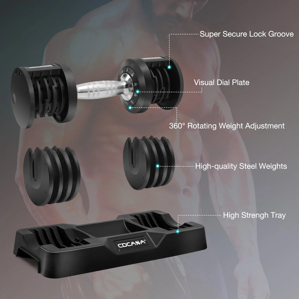 Adjustable Dumbbell Set 25 Lb Black X1993