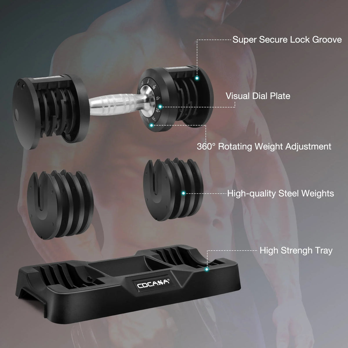 Adjustable Dumbbell Set 25 Lb Black X1993