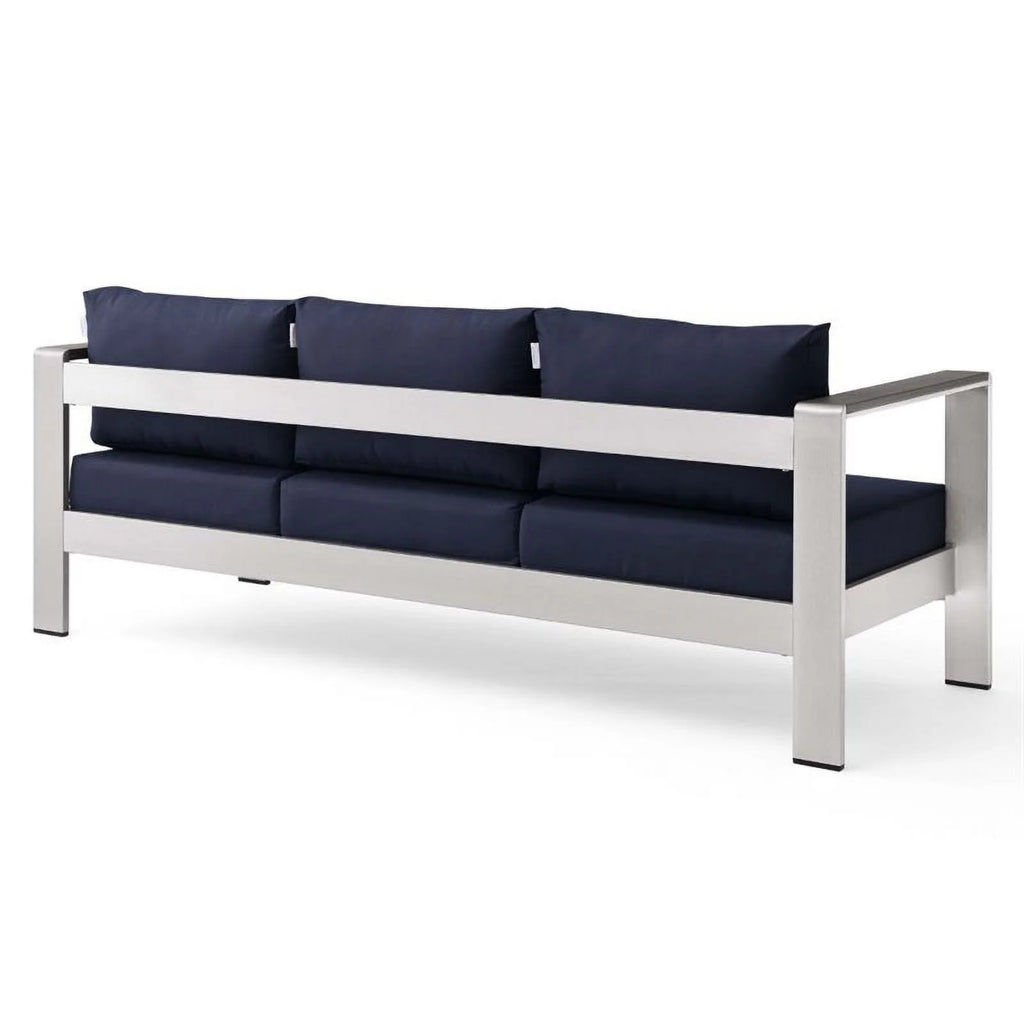Aluminum Patio Sofa in Silver Navy X587443