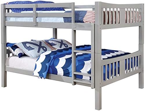 Twin Over Twin Wood Bunk Bed in Gray R271628