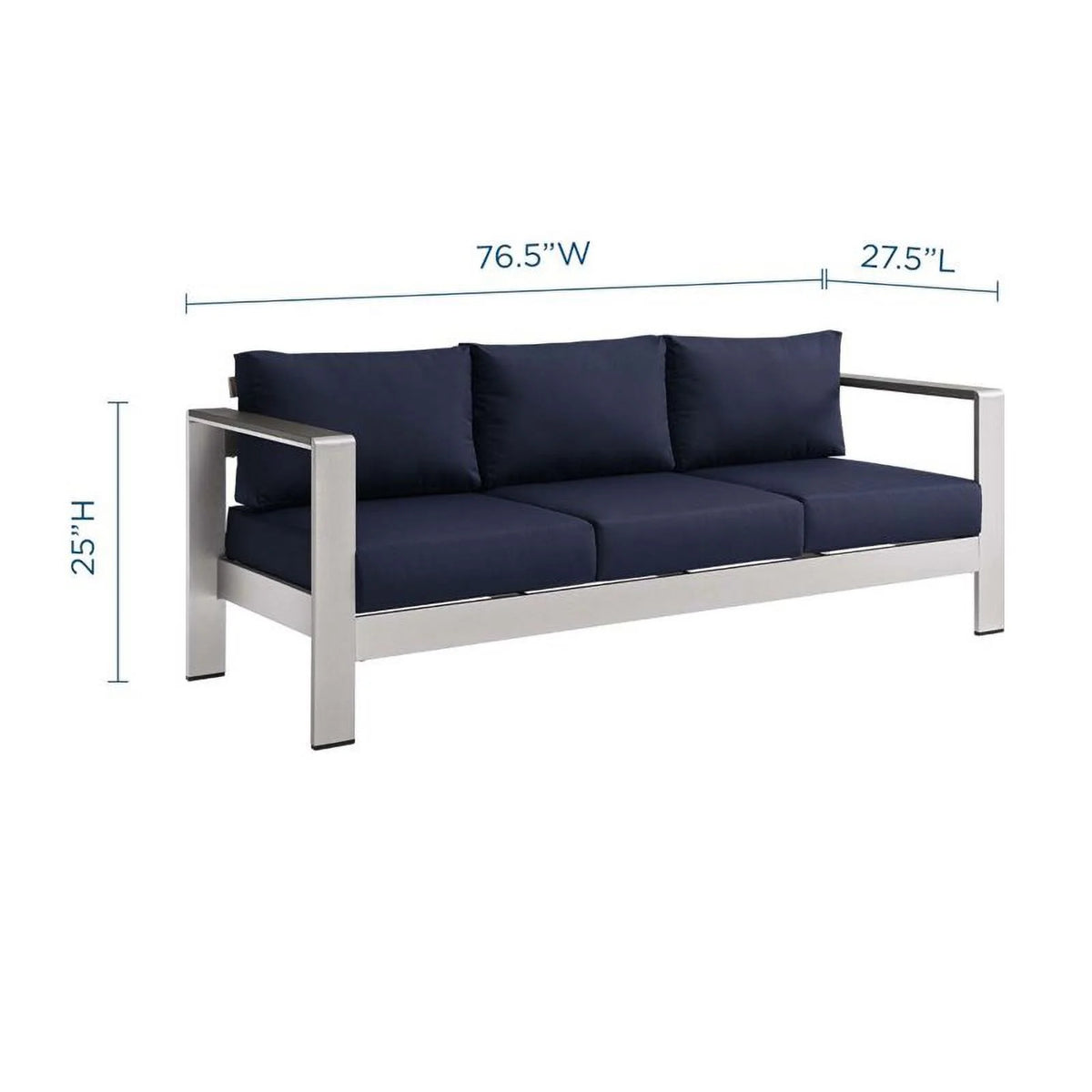 Aluminum Patio Sofa in Silver Navy X587443