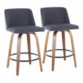 Walnut and Blue Fabric Counter Stool Set of 2 T556286
