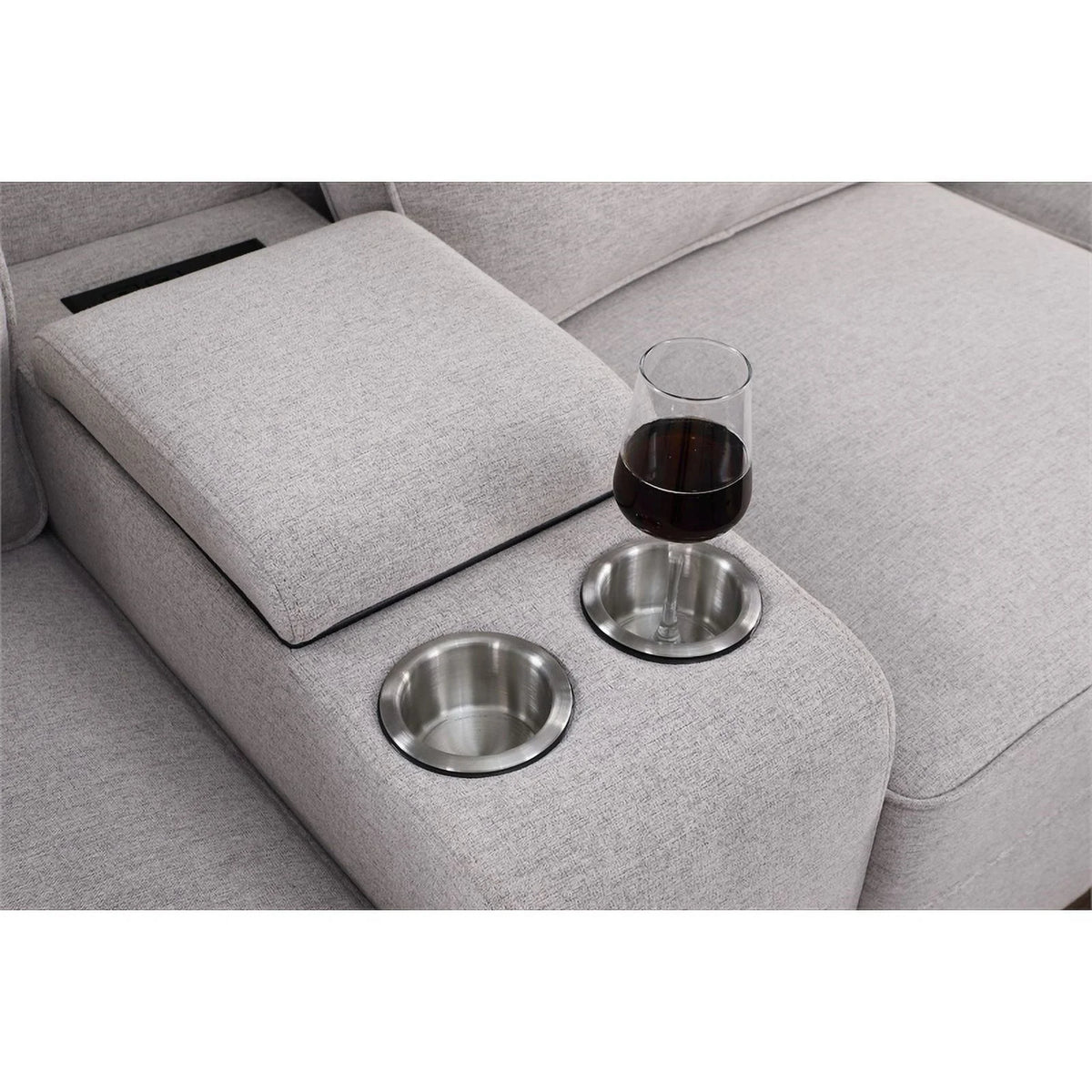 Light Gray Linen Fabric Upholstered Sectional W989