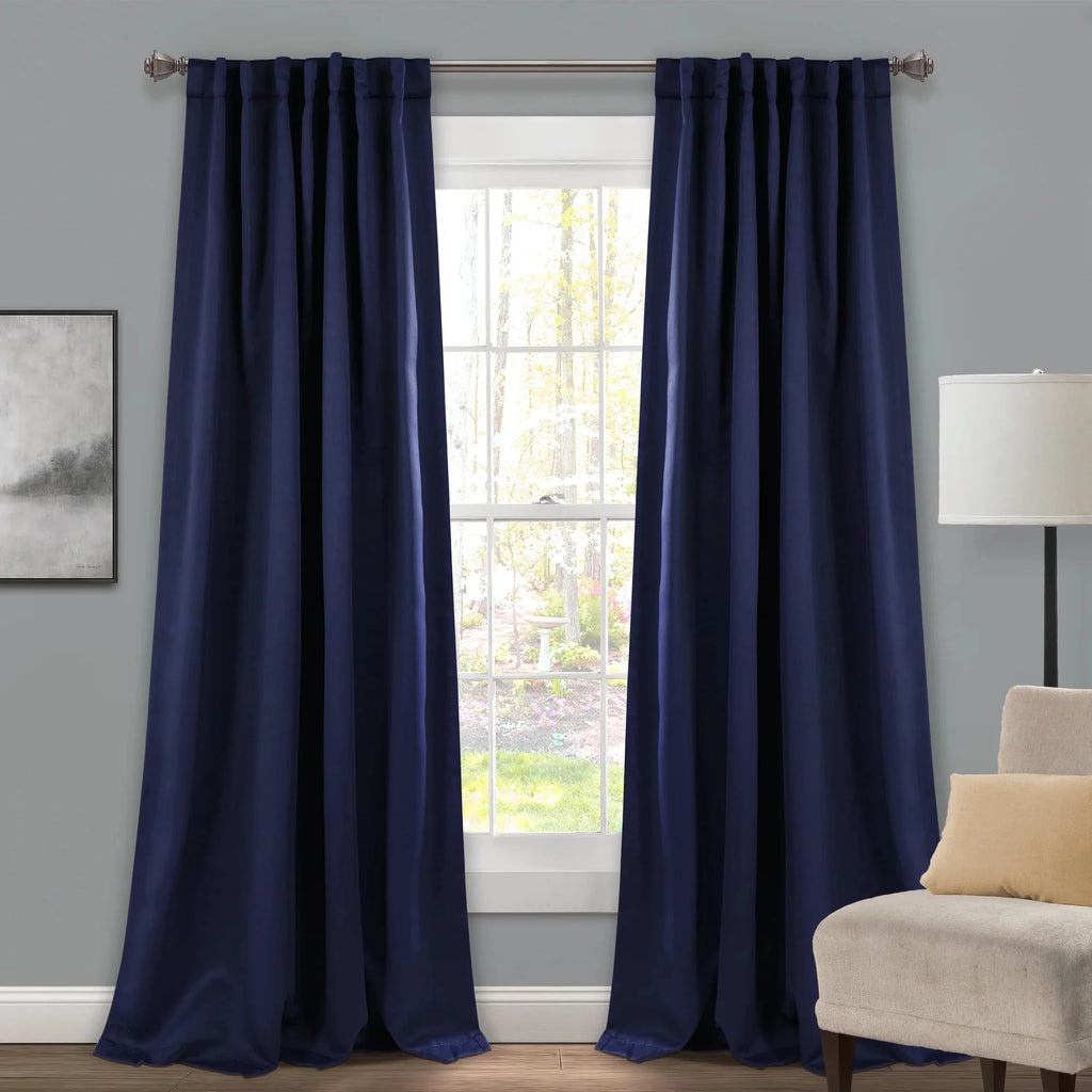 Blue 95" x 52" Insulated Back Tab Blackout Window Panel Pair B6327