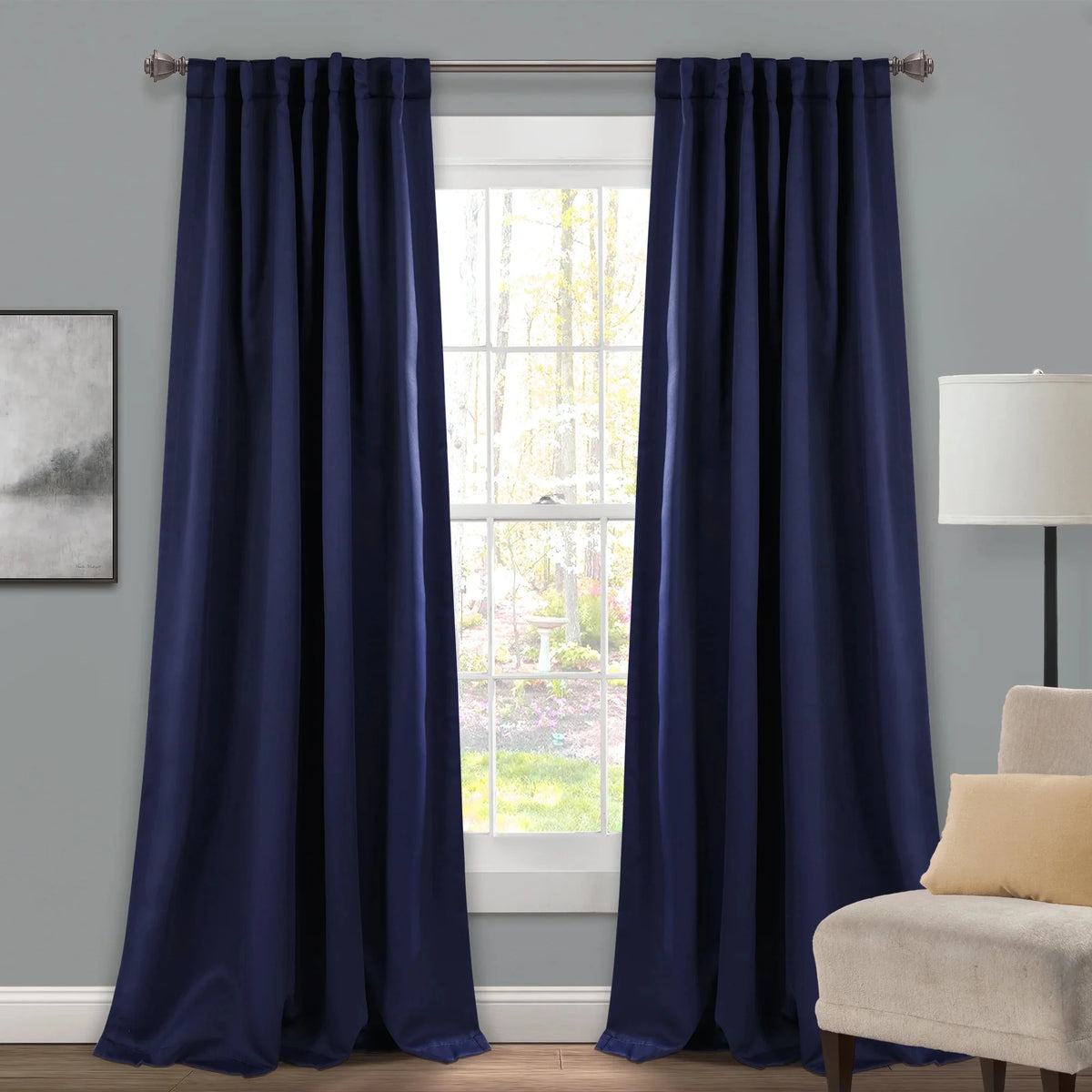 Blue 95" x 52" Insulated Back Tab Blackout Window Panel Pair B6327
