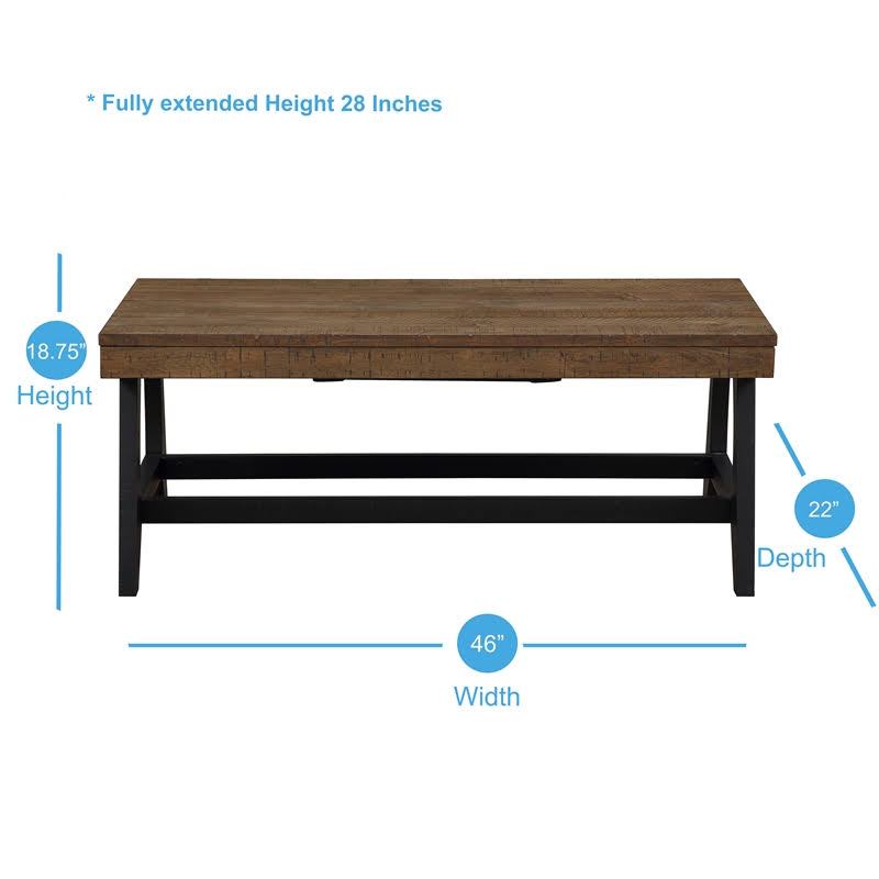 Caramel and Ebony Lift-Top Coffee Table O2848