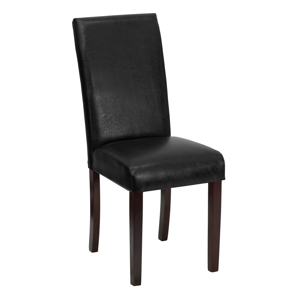 Black Faux Leather Panel Back Parson's Chair P5586
