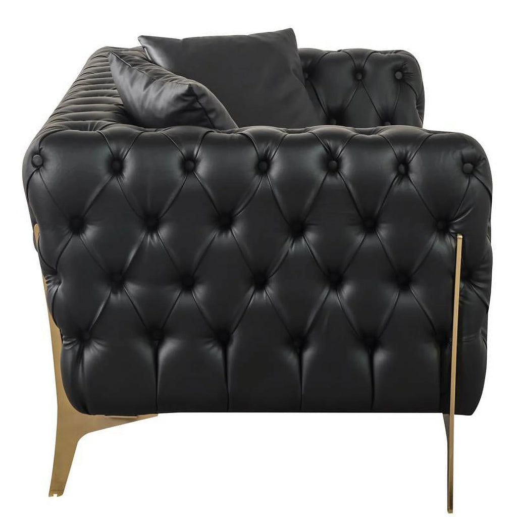 Black Vegan Leather Loveseat T44174